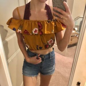 Burnt orange floral crop top